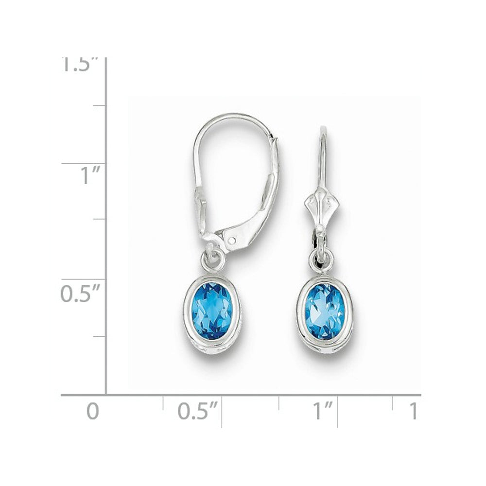 2.00 Carat (ctw) Blue Topaz Drop Oval Earrings in Sterling Silver Image 2