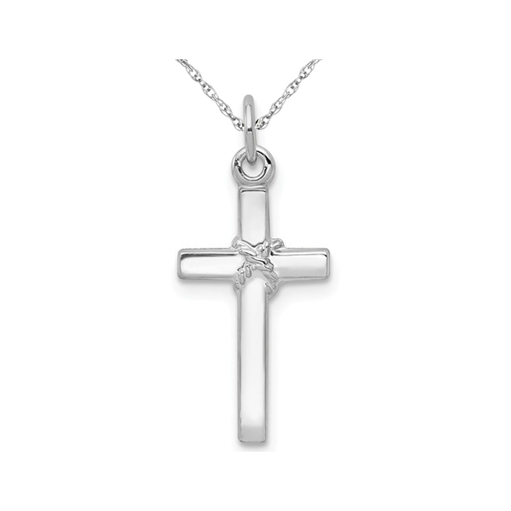 14K White Gold Cross Pendant Necklace with Chain Image 1