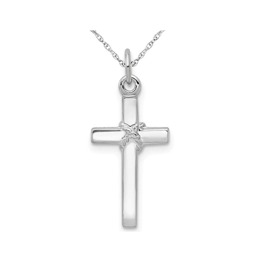 14K White Gold Cross Pendant Necklace with Chain Image 1