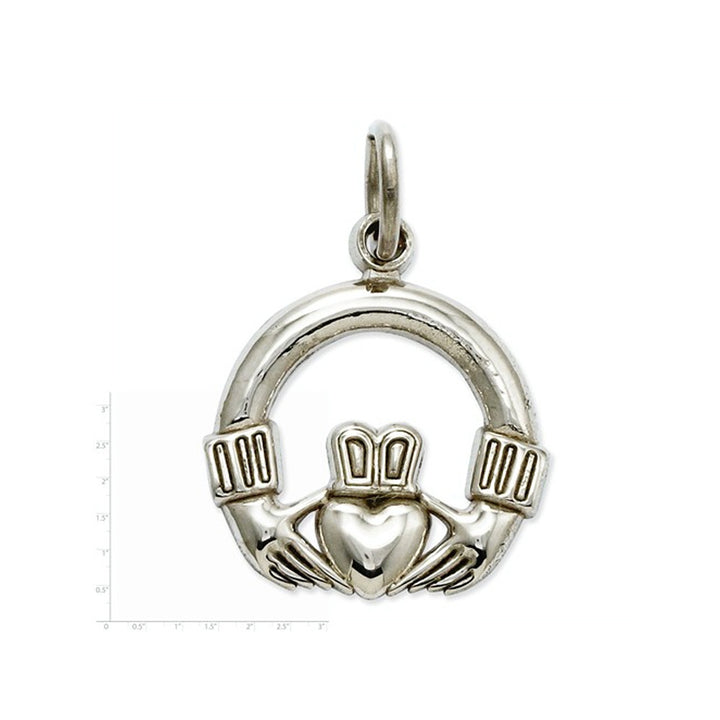 Claddagh Celtic Pendant Necklace in 14K White Gold with Chain Image 2