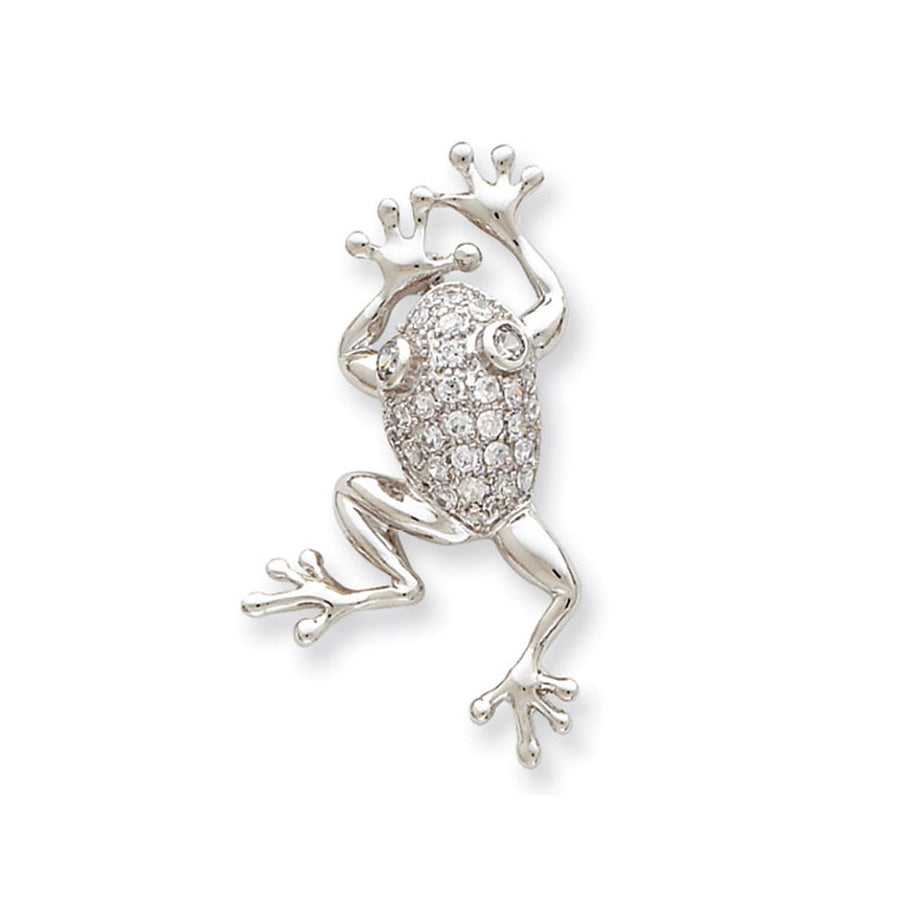 Synthetic Cubic Zirconia (CZ) (CZ) Frog Pin Brooch in Sterling Silver Image 1