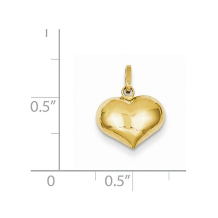 14K Yellow Gold Heart Pendant Necklace with Chain Image 2