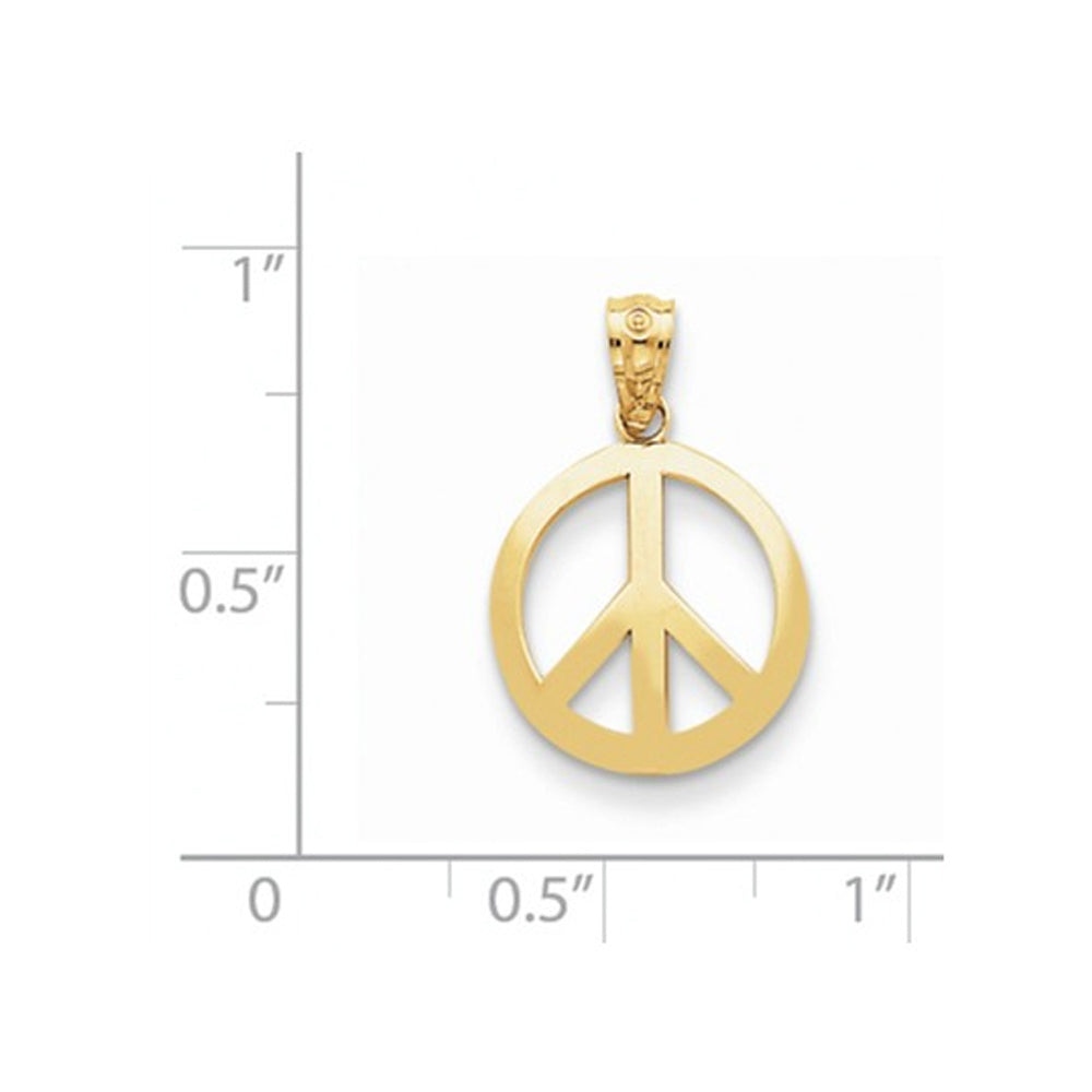 Peace Sign Pendant Necklace in 14K Yellow Gold with Chain Image 2