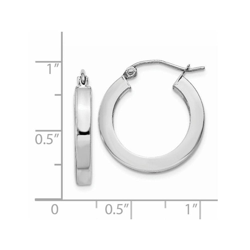 14K White Gold Small Square Tube Hoop Earrings 3/4 Inch (3.00 mm) Image 2