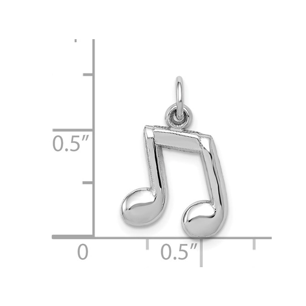 14K White Gold Music Note Charm Pendant Necklace with chain Image 3