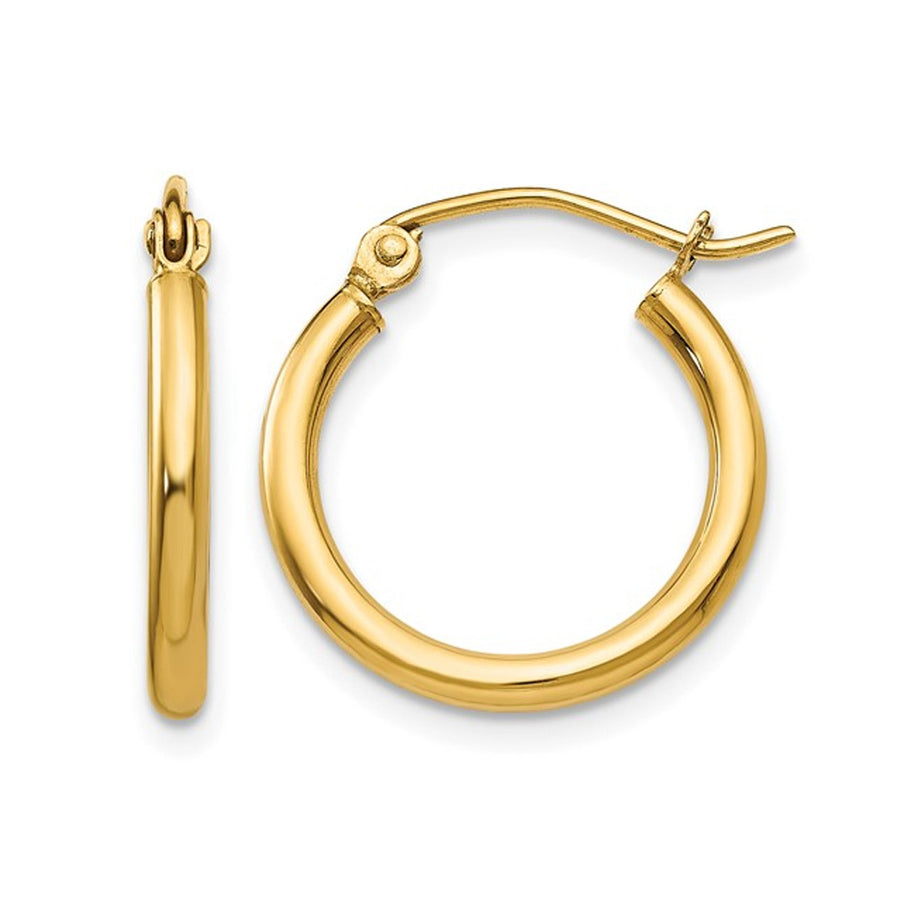 14K Yellow Gold Extra Small Hoop Earrings 3/4 Inch (2.00 mm) Image 1