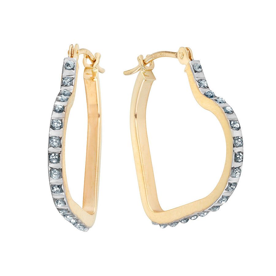 Diamond Accent Heart Hoop Earrings in 14K Yellow Gold (3/4 Inch) Image 1