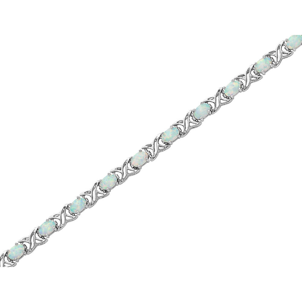 Lab Created Opal XO Bracelet in Sterling Silver (7.50 Inches) Image 1