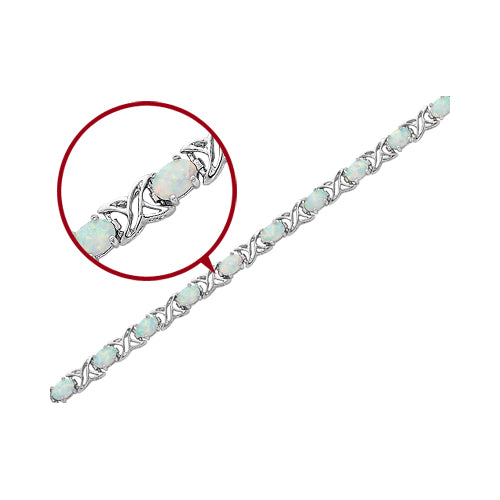 Lab Created Opal XO Bracelet in Sterling Silver (7.50 Inches) Image 2