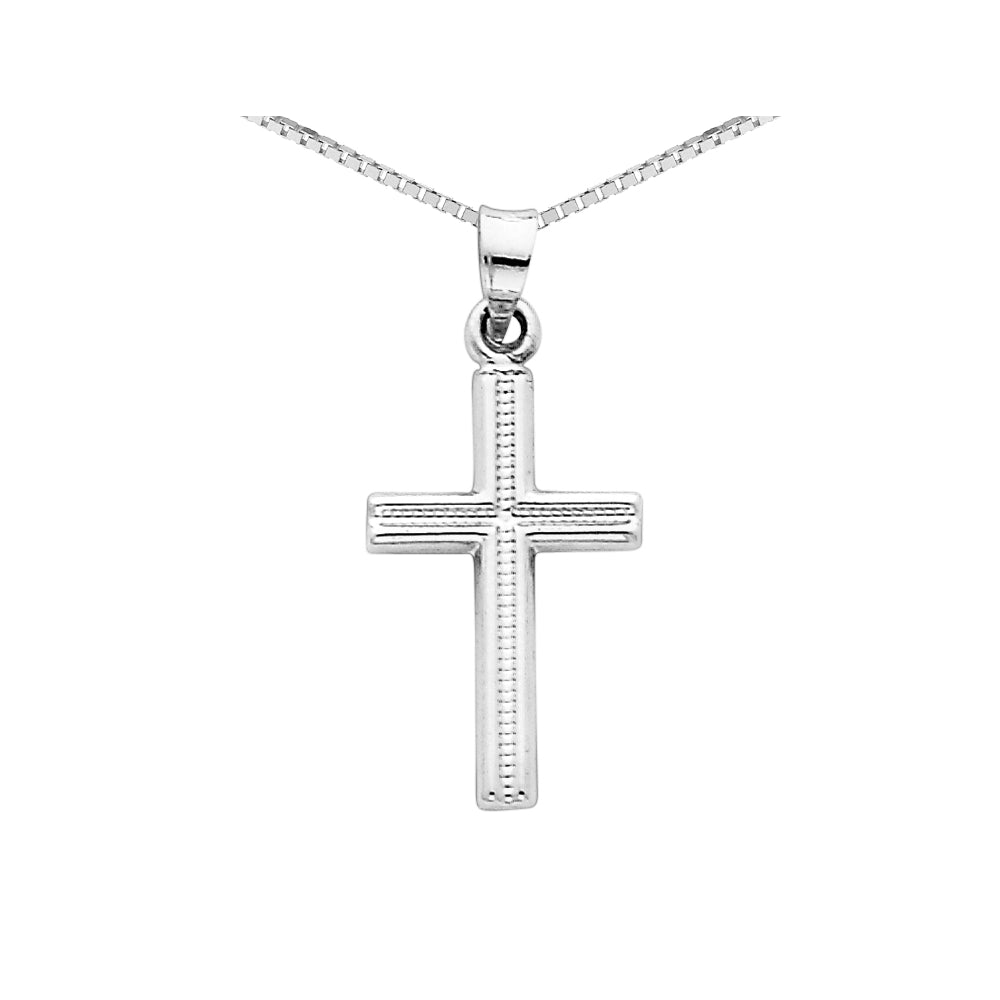 Cross Pendant Necklace in 14K White Gold with Chain Image 1