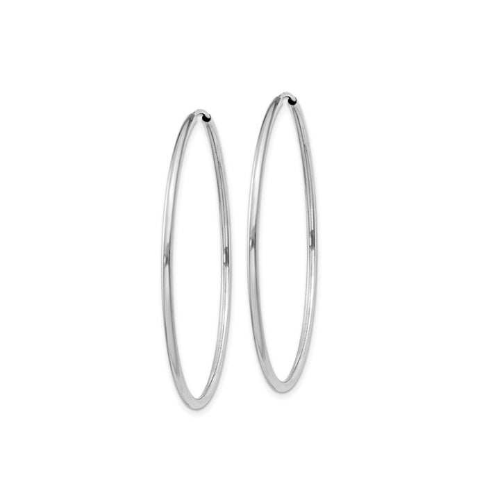 Large Hoop Earrings in 14K White Gold 1 1/2 Inch (1.50 mm) Image 2