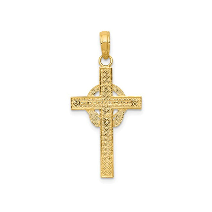 14K Yellow Gold Polished Claddagh Cross Pendant Necklace with Chain Image 4