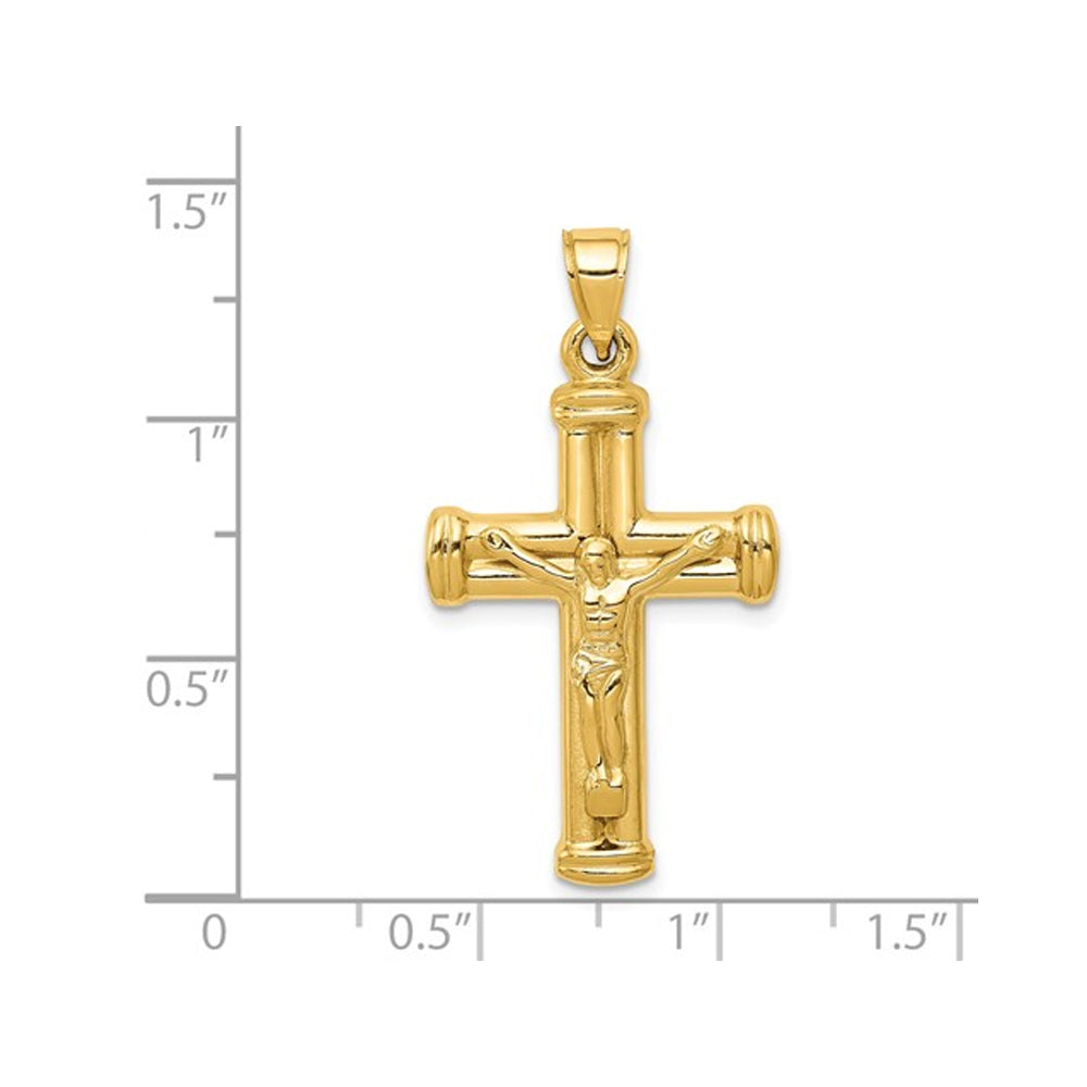 14K Yellow Gold Reversible Crucifix Cross Pendant Necklace with Chain Image 2