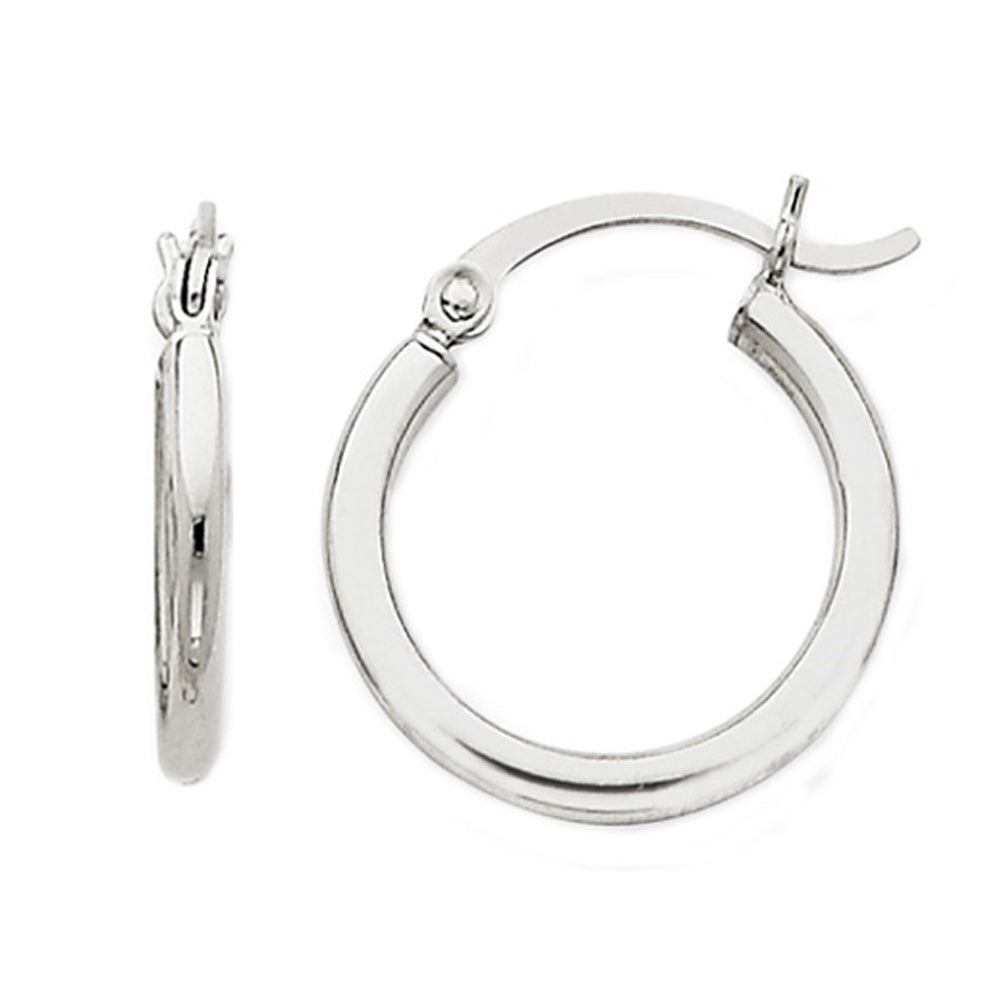 Small Hoop Earrings in 14K White Gold 3/4 Inch (2.00 mm) Image 1