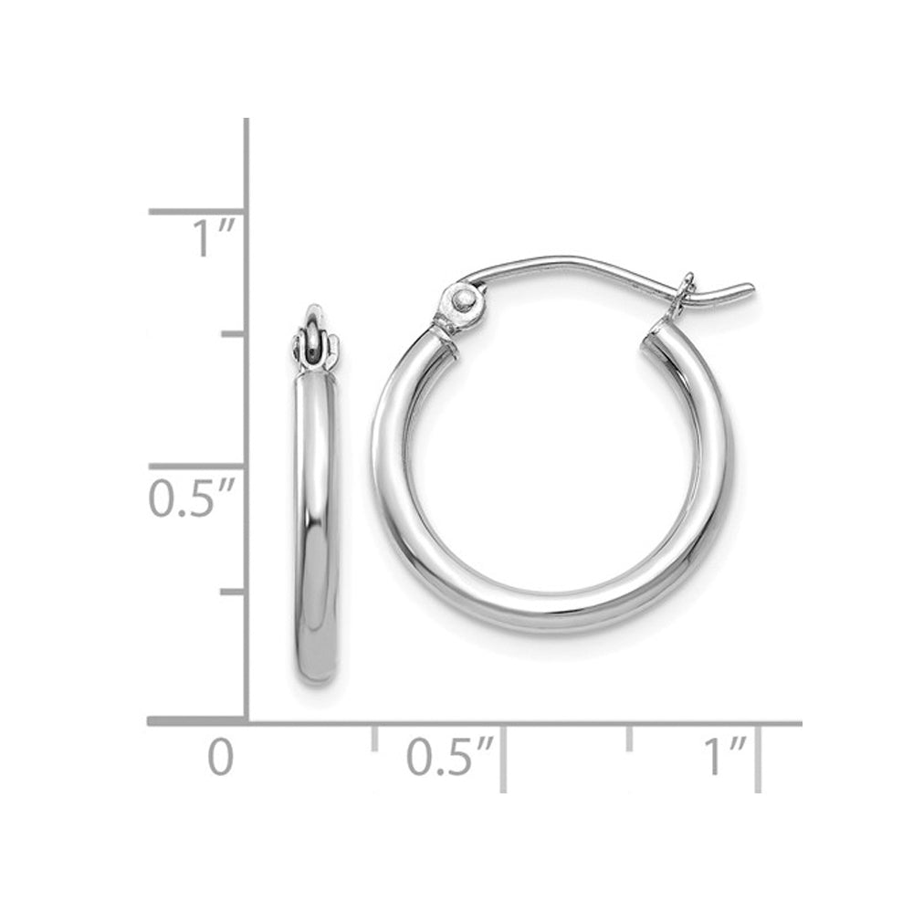 Small Hoop Earrings in 14K White Gold 3/4 Inch (2.00 mm) Image 2