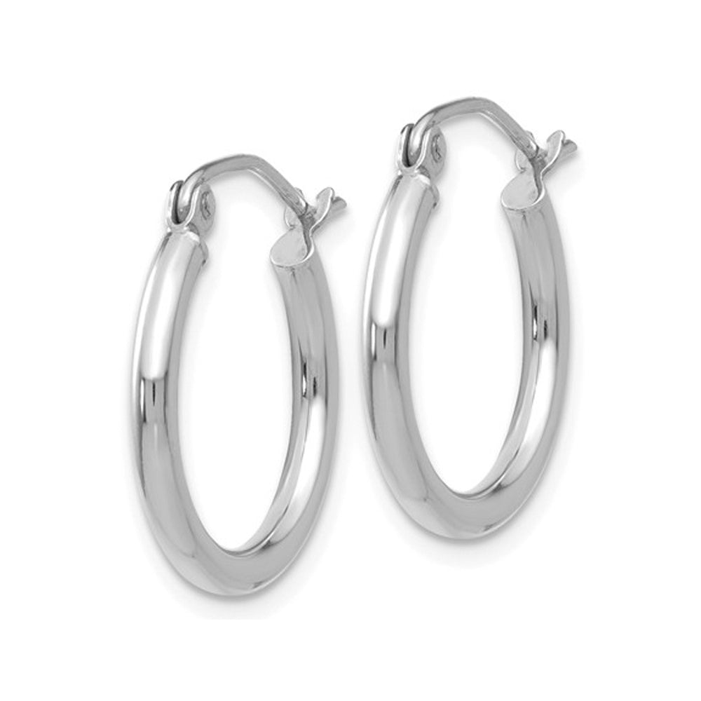 Small Hoop Earrings in 14K White Gold 3/4 Inch (2.00 mm) Image 3