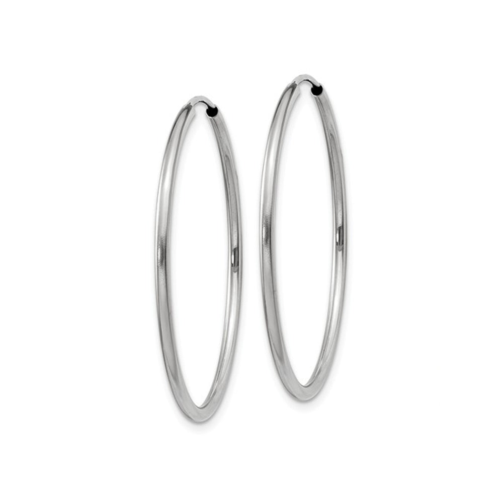 14K White Gold Medium Hoop Earrings 1 1/4 Inch (1.50 mm) Image 4