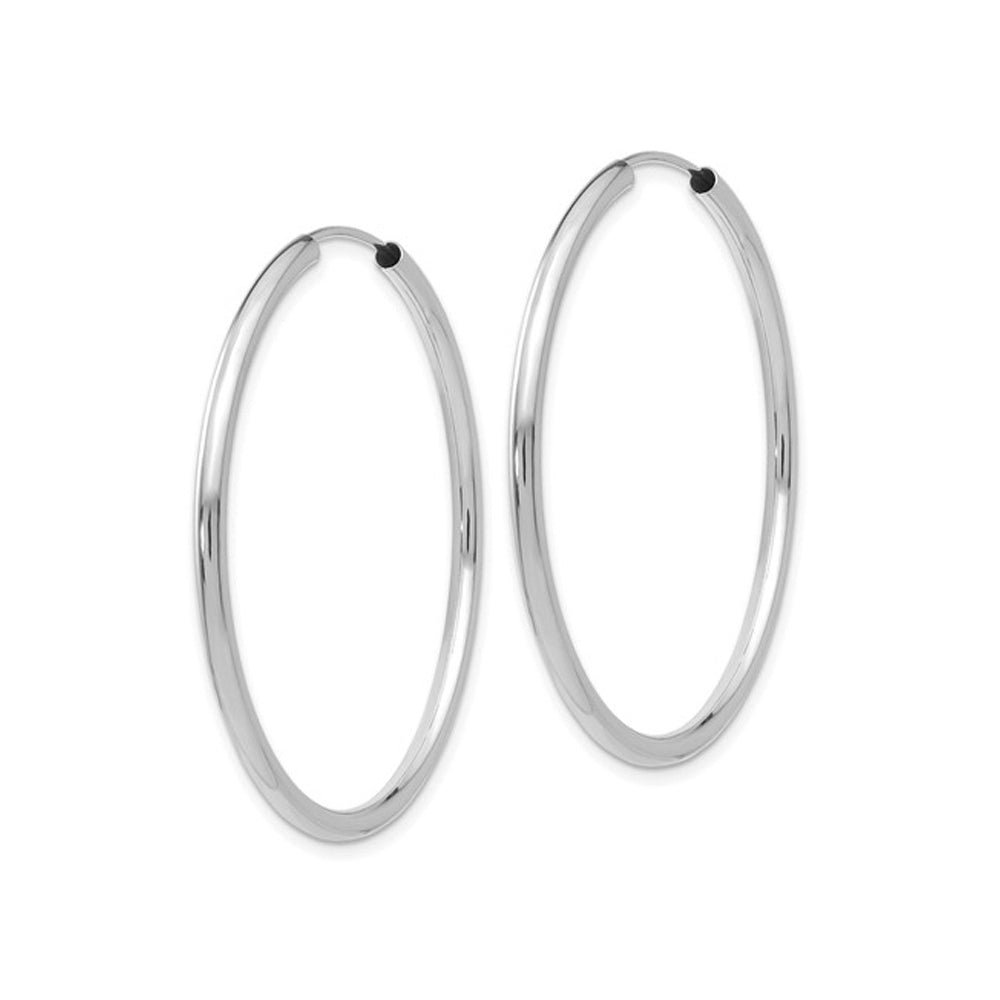 Medium Hoop Earrings in 14K White Gold 1 1/2 Inch (2.00 mm) Image 2