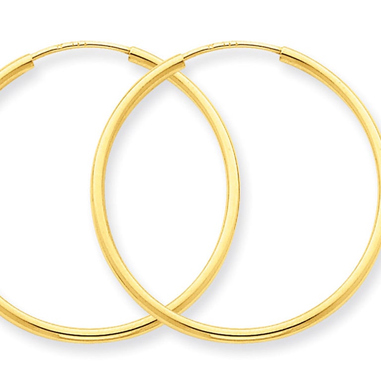 Small Hoop Earrings in 14K Yellow Gold 1 Inch (1.50 mm) Image 2