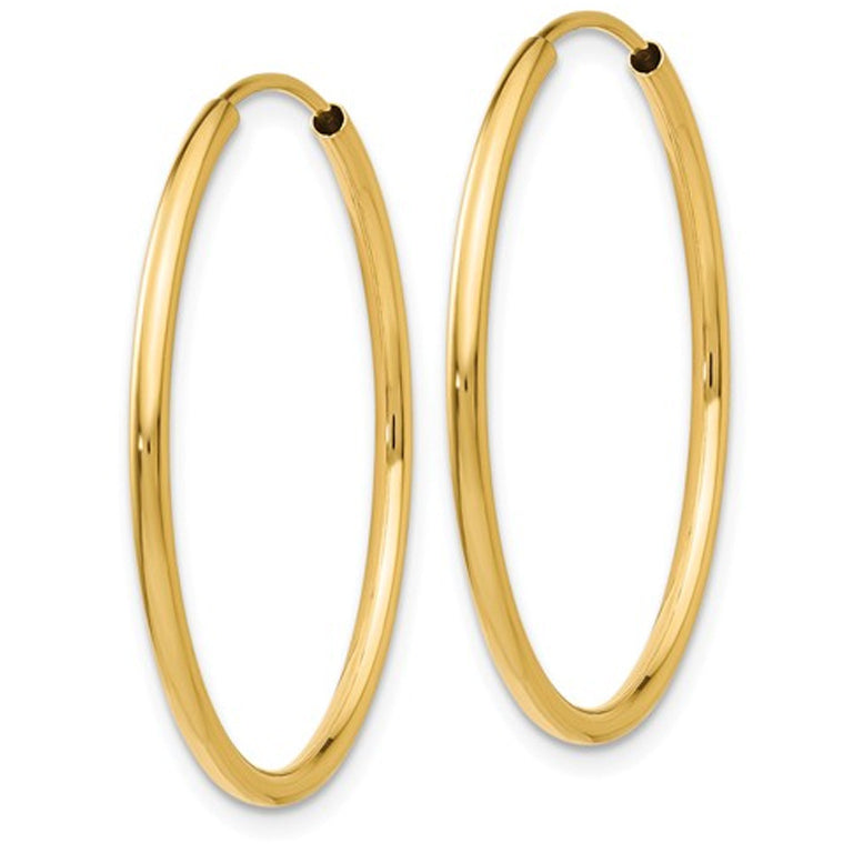 Small Hoop Earrings in 14K Yellow Gold 1 Inch (1.50 mm) Image 3