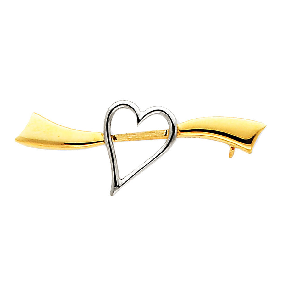 Heart Brooch in Rhodium and 14K Yellow Gold Image 1