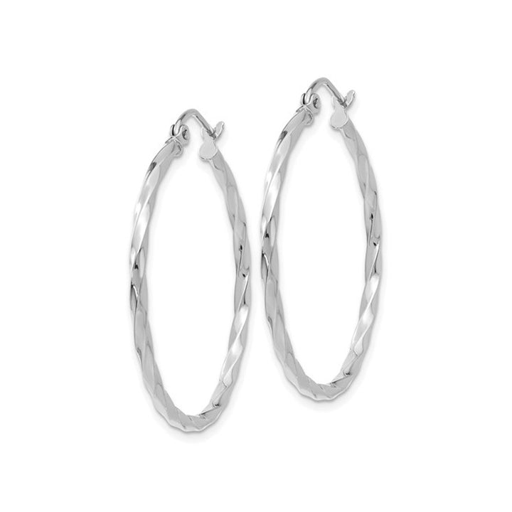 Large Twist Hoop Earrings in 14K White Gold 1 Inch (2.00 mm) Image 2