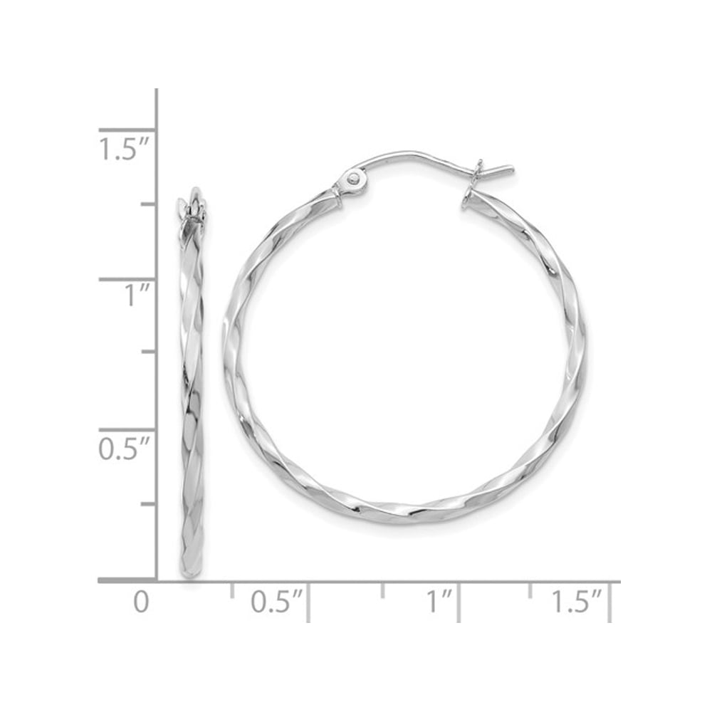 Large Twist Hoop Earrings in 14K White Gold 1 Inch (2.00 mm) Image 3