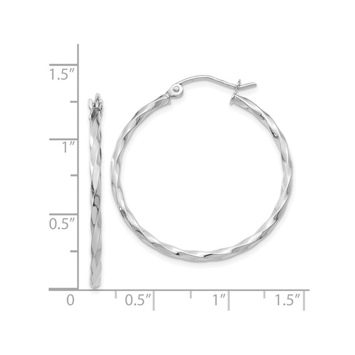 Large Twist Hoop Earrings in 14K White Gold 1 Inch (2.00 mm) Image 3