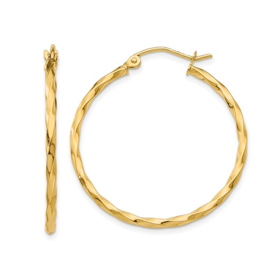 Large Twist Hoop Earrings in 14K Yellow Gold 1 1/4 Inch (2.00 mm) Image 1