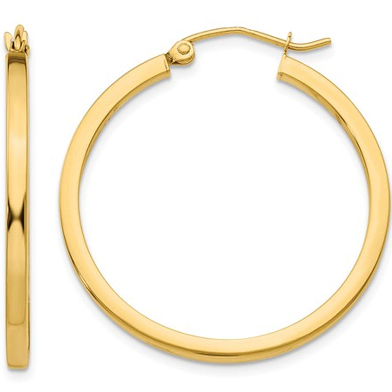 Medium Hoop Earrings in 14K Yellow Gold 1 Inch (2.00 mm) Image 1