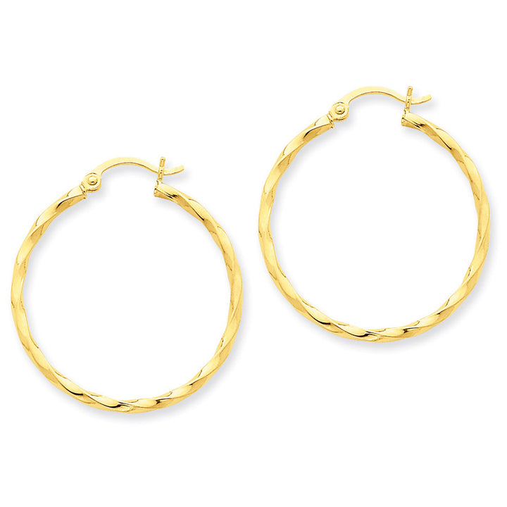 Large Twist Hoop Earrings in 14K Yellow Gold 1 1/4 Inch (2.00 mm) Image 2