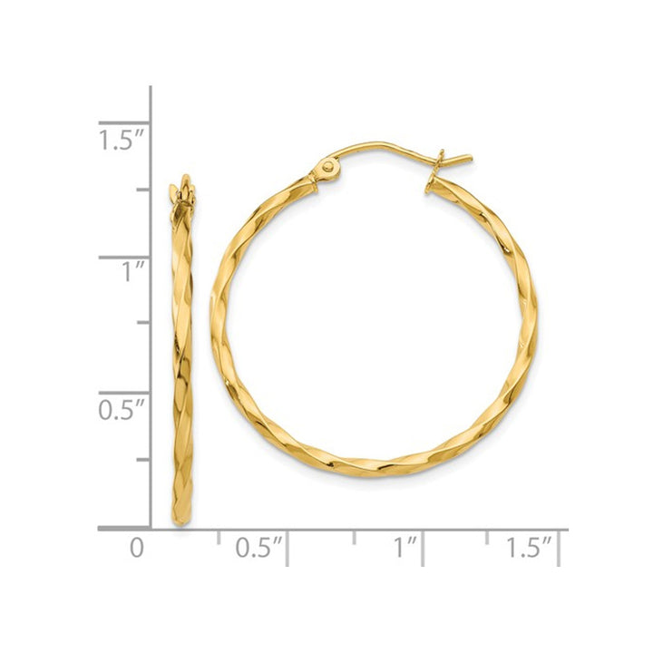 Large Twist Hoop Earrings in 14K Yellow Gold 1 1/4 Inch (2.00 mm) Image 3