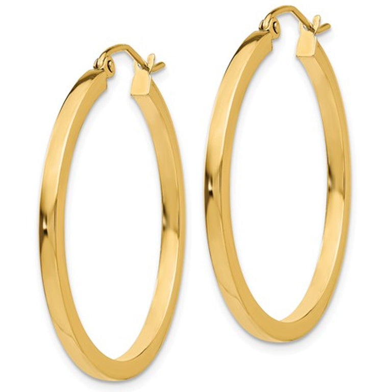 Medium Hoop Earrings in 14K Yellow Gold 1 Inch (2.00 mm) Image 4