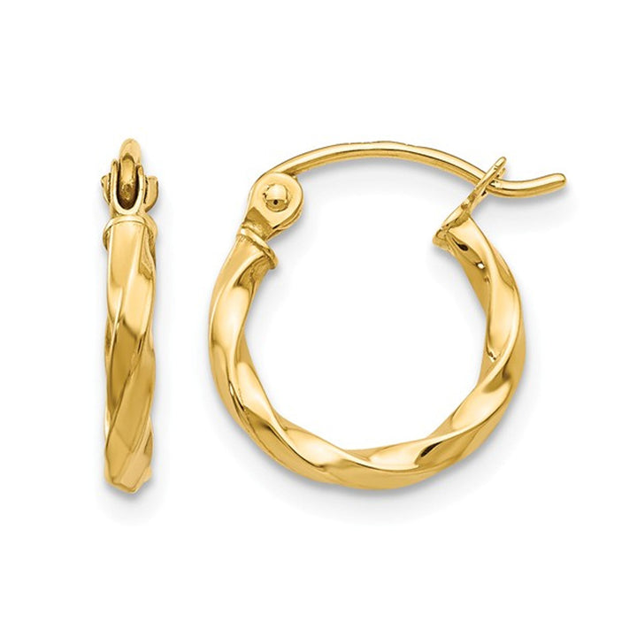 Small Twist Hoop Earrings in 14K Yellow Gold 1/2 Inch (2.00 mm) Image 1