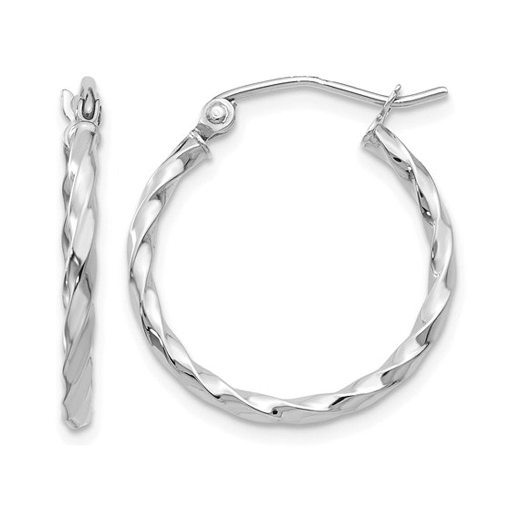 Medium Twist Hoop Earrings in 14K White Gold 3/4 Inch (2.00 mm) Image 1