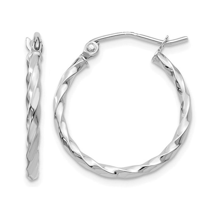 Medium Twist Hoop Earrings in 14K White Gold 3/4 Inch (2.00 mm) Image 1