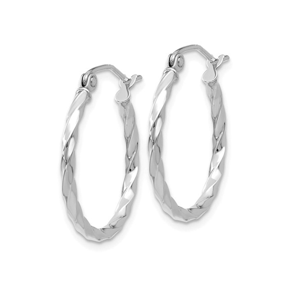 Medium Twist Hoop Earrings in 14K White Gold 3/4 Inch (2.00 mm) Image 3