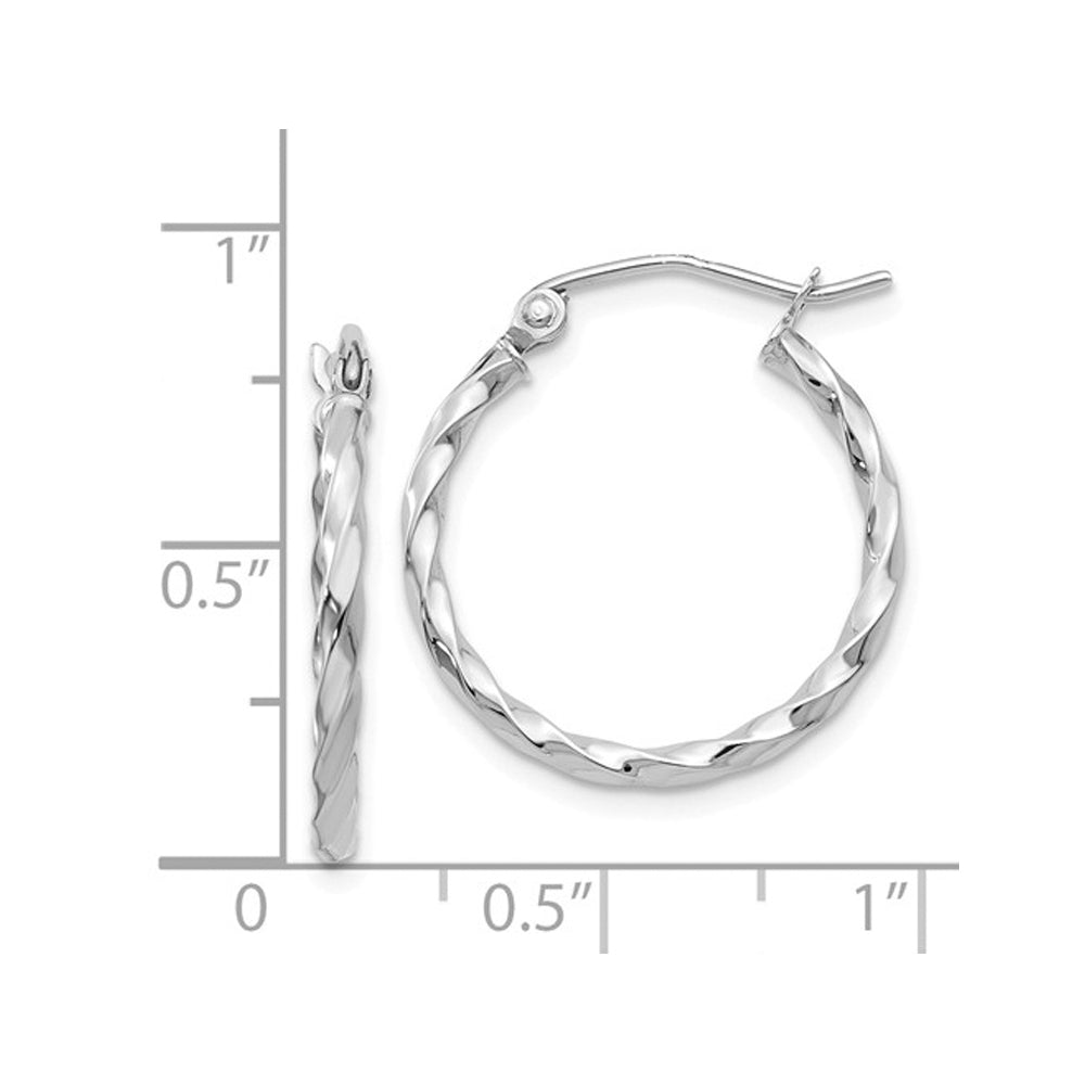 Medium Twist Hoop Earrings in 14K White Gold 3/4 Inch (2.00 mm) Image 4