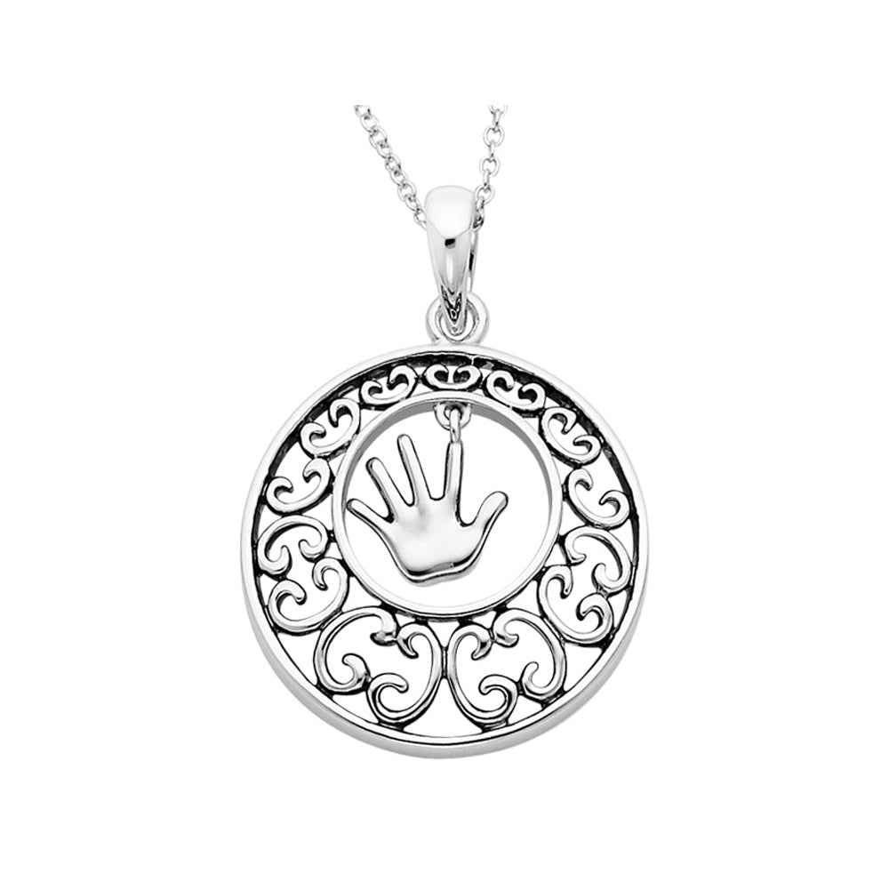 Children Pendant Necklace in Antiqued Sterling Silver with Chain Image 1