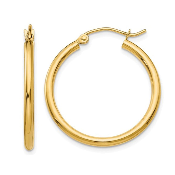 Small Hoop Earrings in 14K Yellow Gold 1 Inch (2.00 mm) Image 1