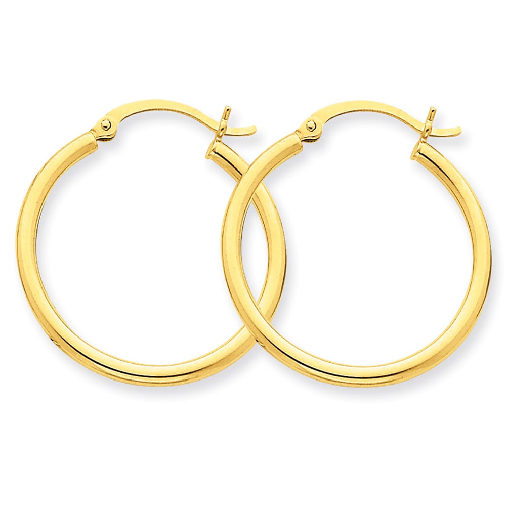 Small Hoop Earrings in 14K Yellow Gold 1 Inch (2.00 mm) Image 2