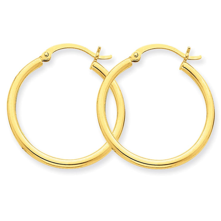 Small Hoop Earrings in 14K Yellow Gold 1 Inch (2.00 mm) Image 2