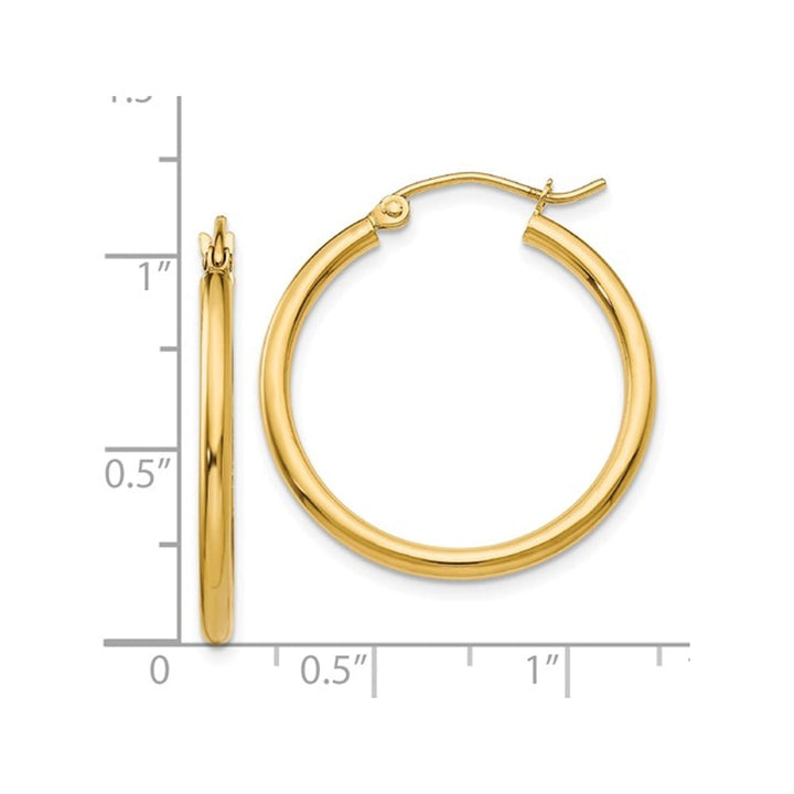 Small Hoop Earrings in 14K Yellow Gold 1 Inch (2.00 mm) Image 3