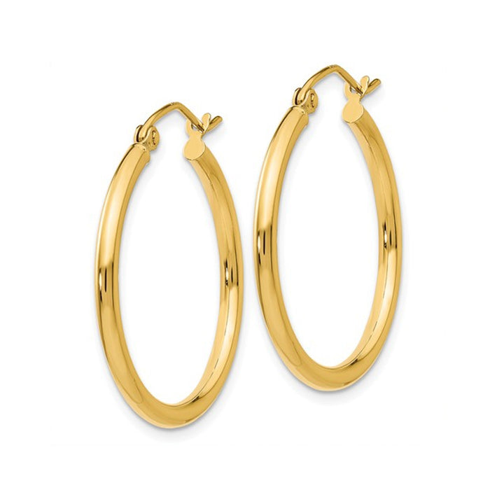 Small Hoop Earrings in 14K Yellow Gold 1 Inch (2.00 mm) Image 4