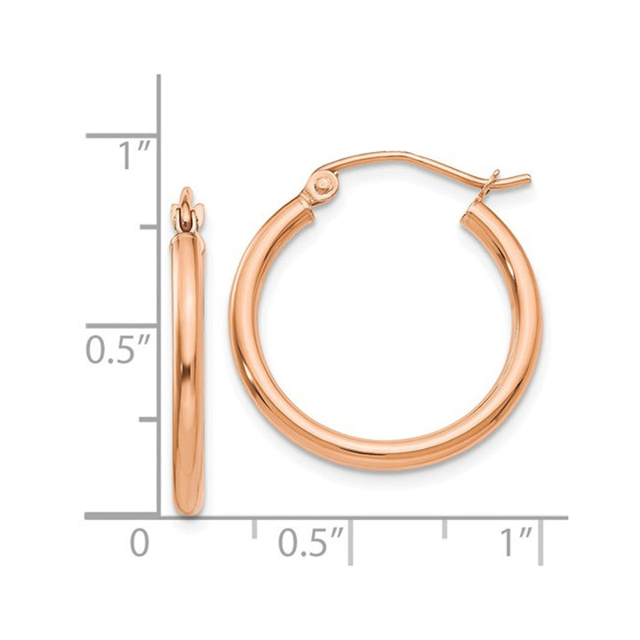 14K Rose Pink Gold Hoop Earrings 3/4 Inch (2.00 mm) Image 2