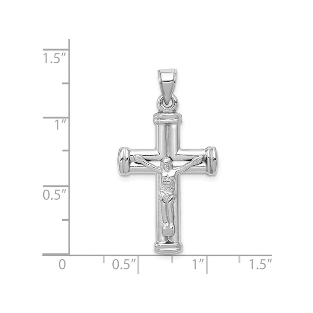 14K White Gold Reversible Crucifix Cross Pendant Necklace with Chain Image 2