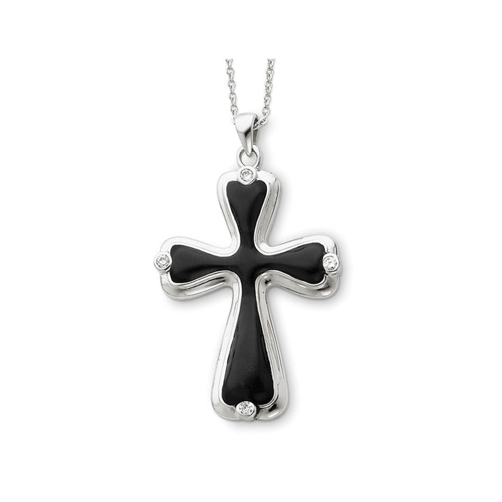 My Refuge Cross Pendant Necklace in Sterling Silver with Synthetic Cubic Zirconia (CZ) Image 1