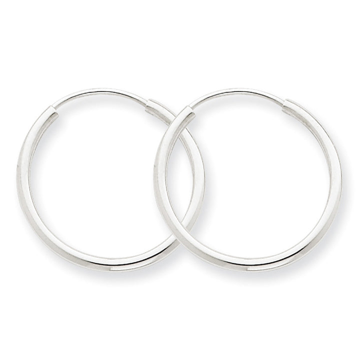 Small Hoop Earrings in 14K White Gold 3/4 Inch (1.50 mm) Image 2