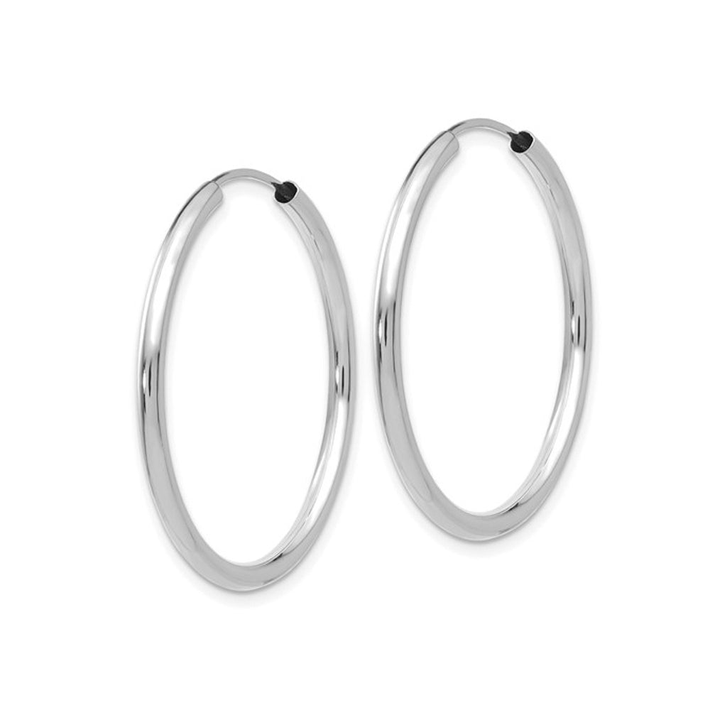 Small Hoop Earrings in 14K White Gold 1 Inch (2.00 mm) Image 2