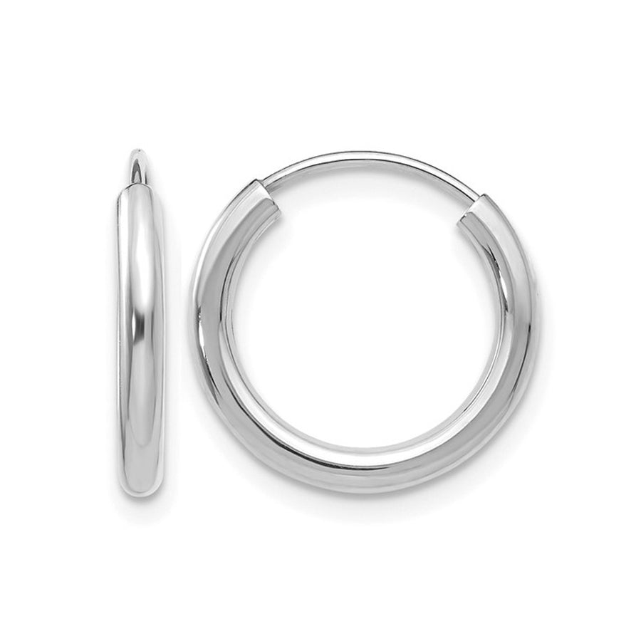 14K White Gold Extra Small Hoop Earrings 1/2 Inch (2.00 mm) Image 1